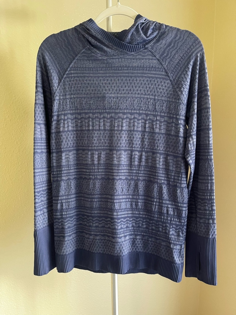 Lululemon Rest Less Hoodie Textured Gatsby Blue Size 12